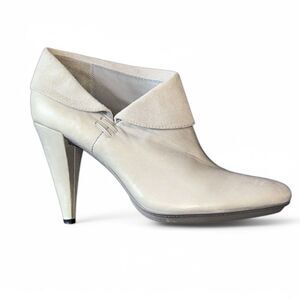 Coach Annika Cone Heel Booties Size 10B Gray Leather Suede Pointed Toe Heels